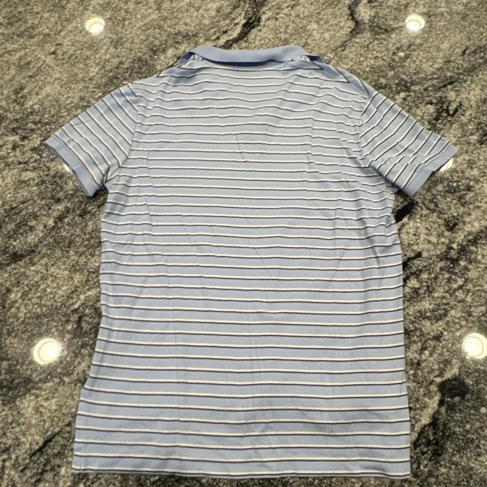 POLO Ralph Lauren Pima Soft Touch Polo Shirt Mens Size M Blue White Striped Pony